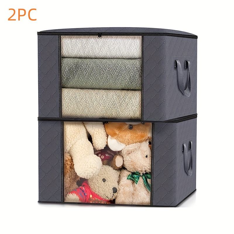 Foldable Gray Multi-Purpose Storage Bag - Large Capacity Organizer with Clear Window Clothing Bag