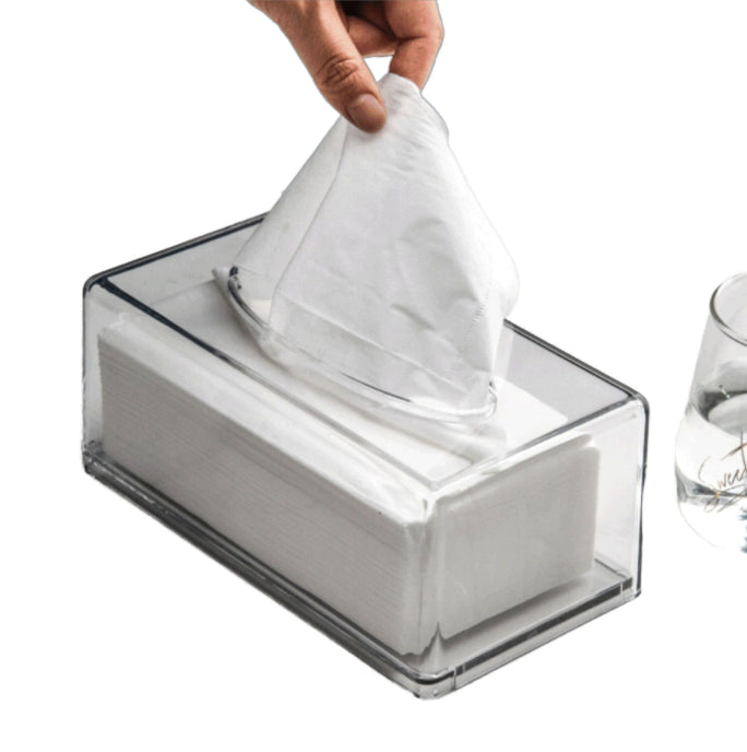 Modern Design Transparent Acrylic Tissue Box Creative Long Paper Drawer Holder for Home Restaurant Storage Wholesale Plastic