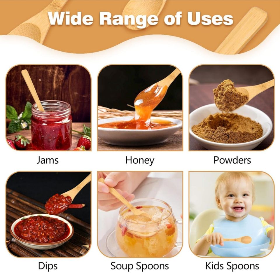 Modern Bamboo Long Handle Spoon Cutlery Set Heat-Resistant Kitchenware for Party for Honey/Coffee/Coconut Oil Soup More