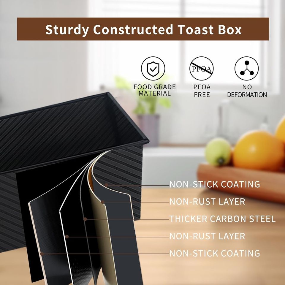 1lb Carbon Steel Loaf Pan with Non-Stick Coating and Lid