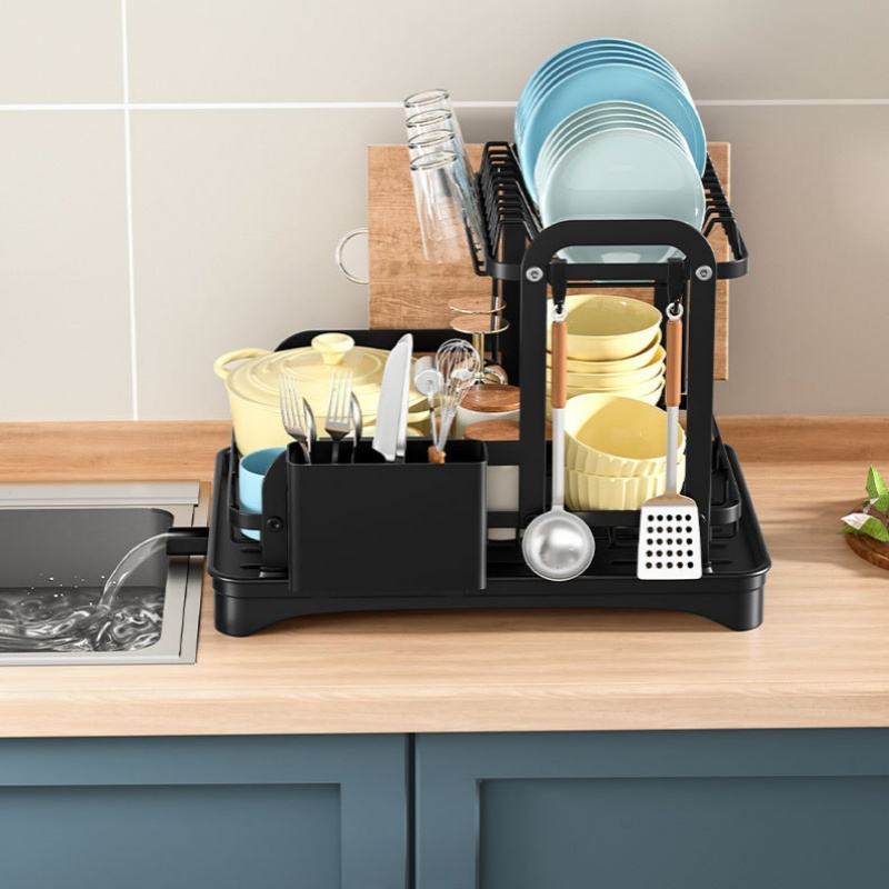 Multifunctional Kitchen Shelf with Drainage Drying Double-Layer Dish Rack