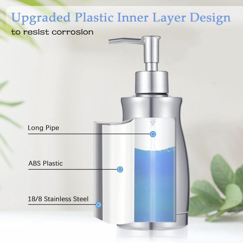 High-Quality Stainless Steel Free-Standing Soap Dispenser Foam-Liquid Bathroom Set for Home and Hotel Use