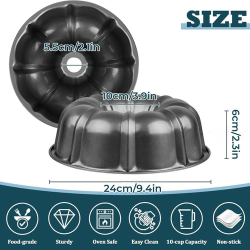 9.4-Inch Metal Non-Stick Cake Mold Tube Pan Baking Tray Essential Cake Tool with Perfect Style