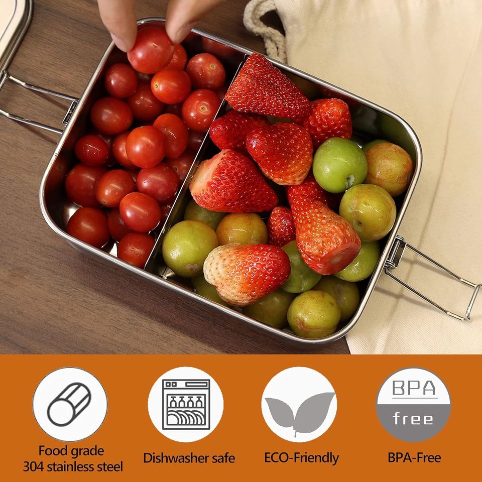 304 Stainless Steel Leak-proof Food Container with Removable Divider for Meal Prep