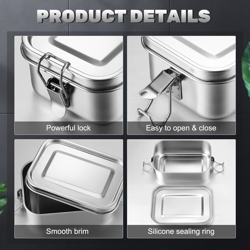 Stainless Steel Bento Lunch Box for School and Office, Ideal for Kids and Adults