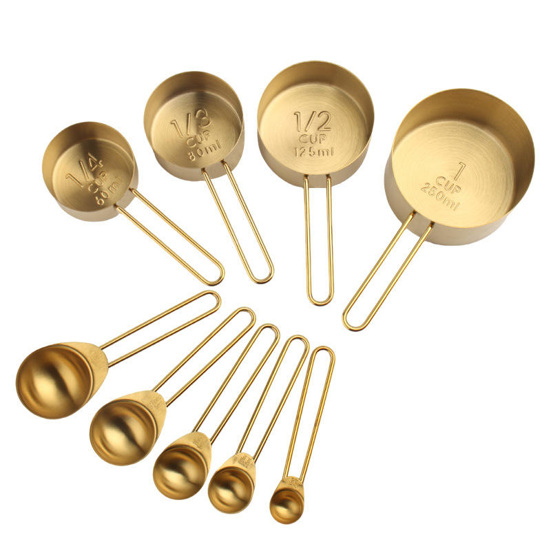 9-Piece Metal Measuring Cup and Stainless Steel Measuring Spoon Set for Kitchen