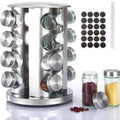 Revolving Spice Rack Organizer with Labeled Spices