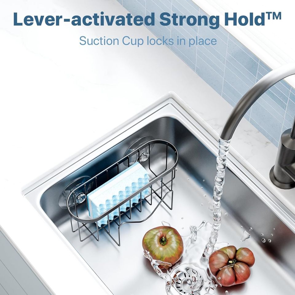 Bathroom Iron Wall Mount Organizer Shelf Set Stainless Steel Sink Caddy Sponge Holder Multifunctional Storage Shelves