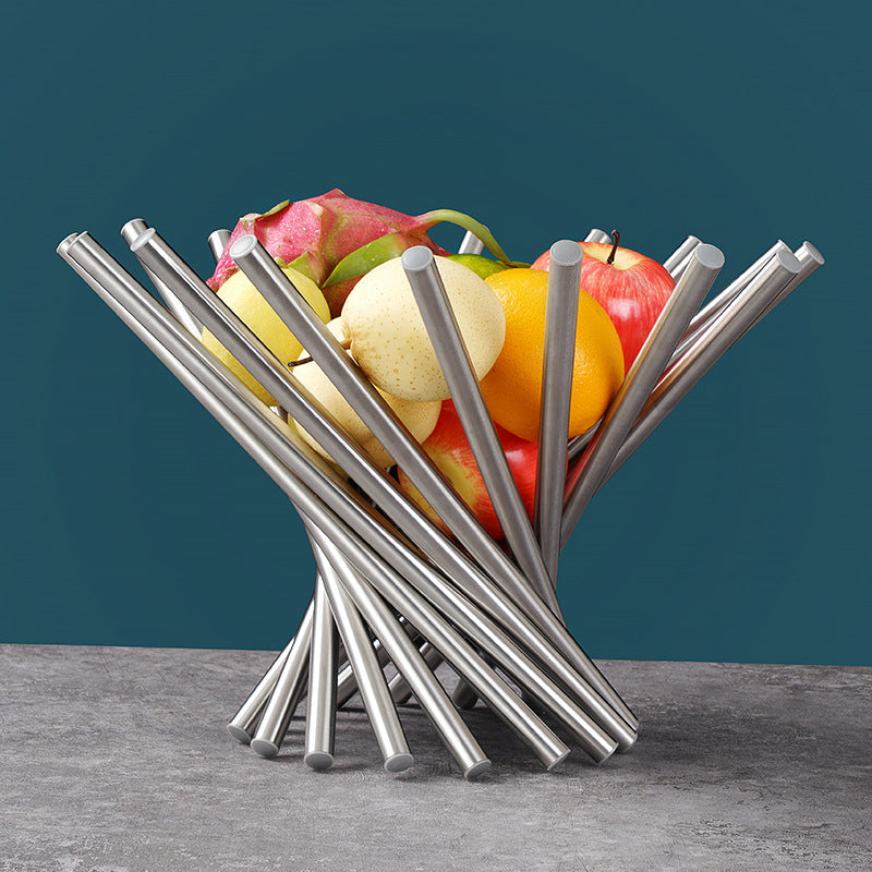 Foldable Stainless Steel Kitchen Shelf with Fruit Baskets