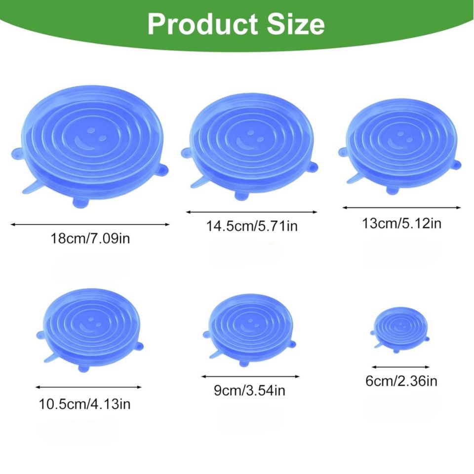 Silicone Stretch Lids - Reusable Airtight Food Wrap for Kitchen, Keeps Food Fresh, Bowl Sealing