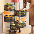 Rotating Utility Trolley Cart Kitchen Storage Rack Organizer with Wheels
