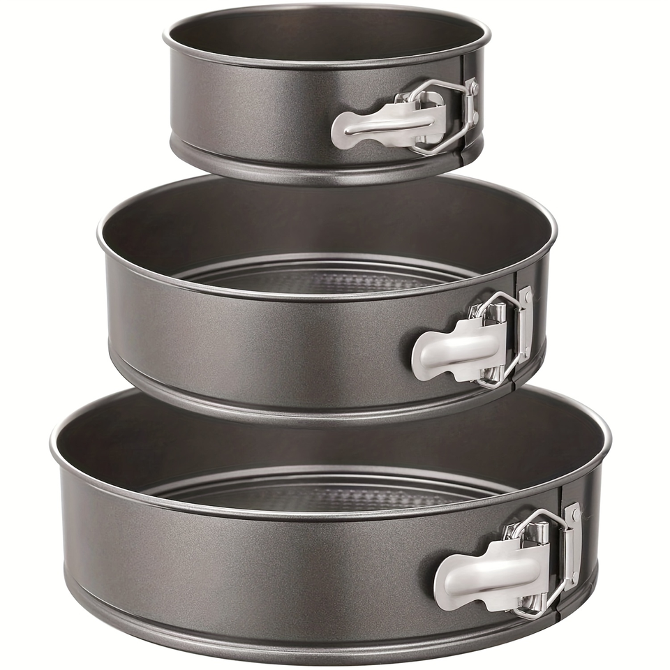 Non-Stick Round Springform Pan Set of 3 Leakproof Bottoms Eco-Friendly for Cheesecakes