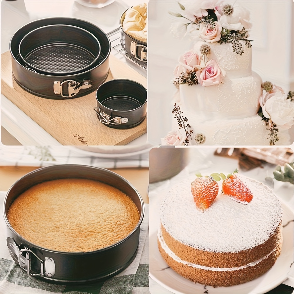 Non-Stick Round Springform Pan Set of 3 Leakproof Bottoms Eco-Friendly for Cheesecakes