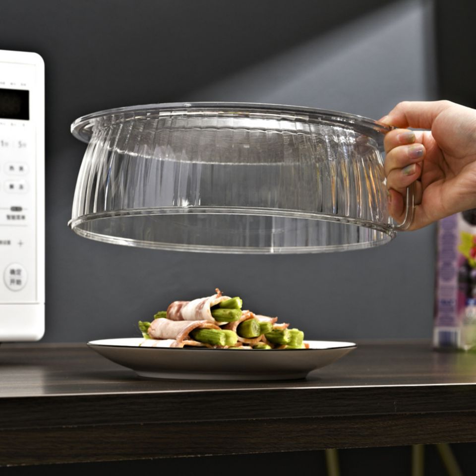 Reusable Stackable Round Transparent Food Cover Heat-Resistant Plastic Lid Organizer Kitchen Fly Protection