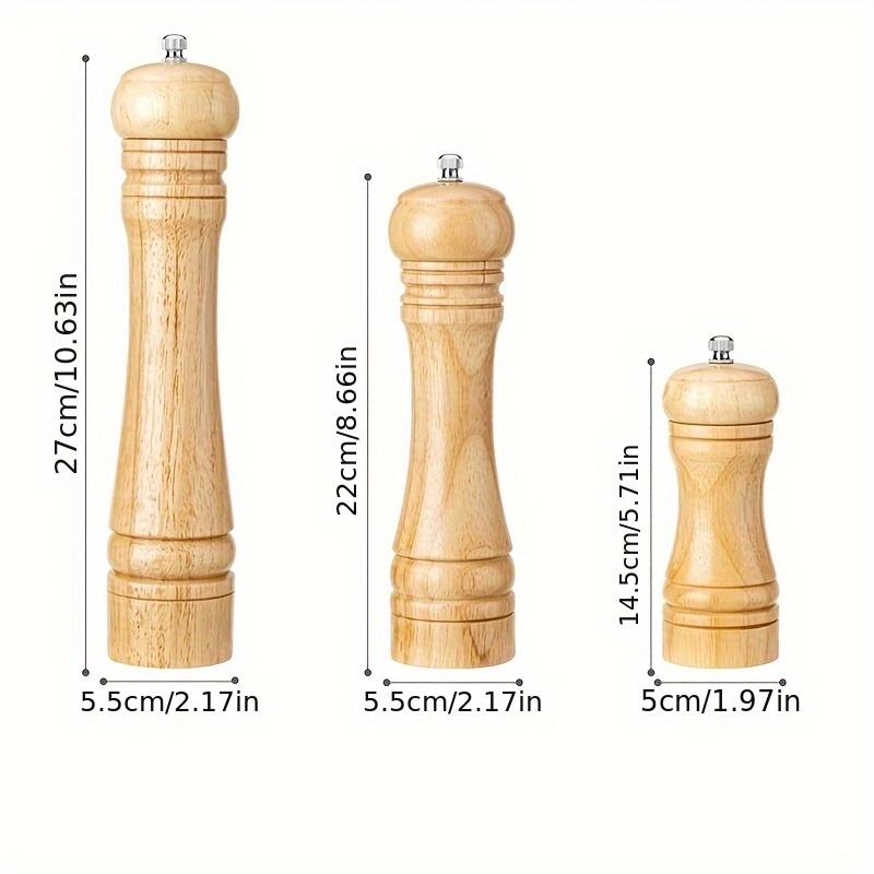 Adjustable Wooden Pepper Mill with Ceramic Grinding Mechanism