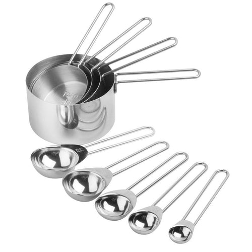 9-Piece Metal Measuring Cup and Stainless Steel Measuring Spoon Set for Kitchen