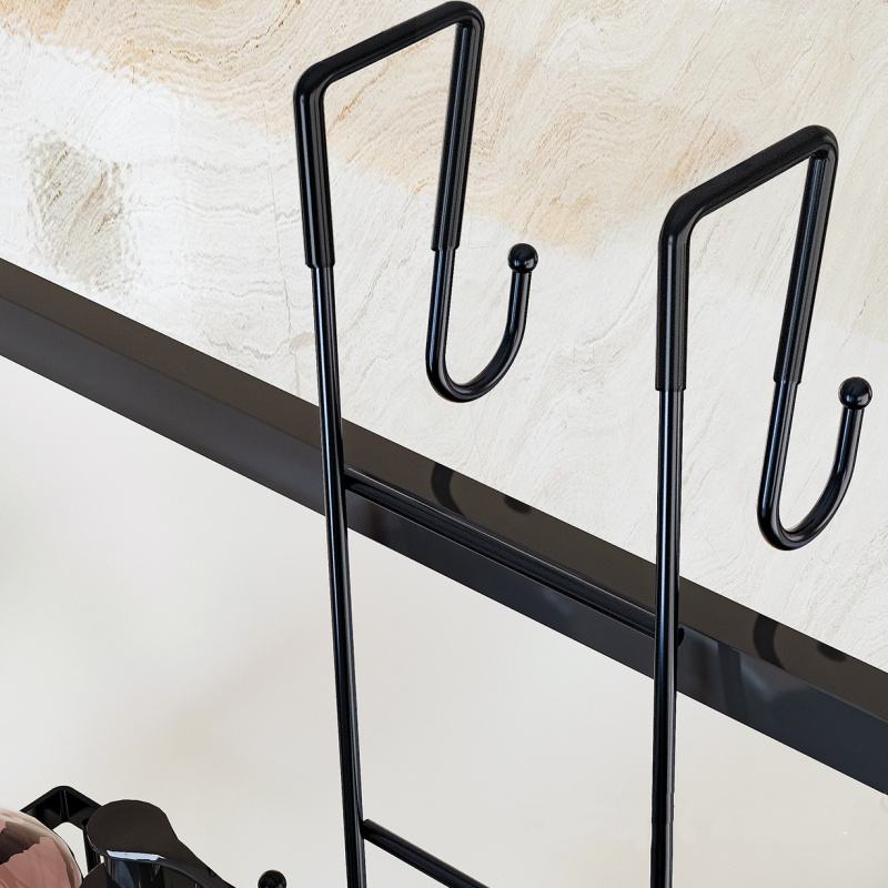 High-Quality Black Iron Wall Shelf Multifunctional Metal Rack for Home Use