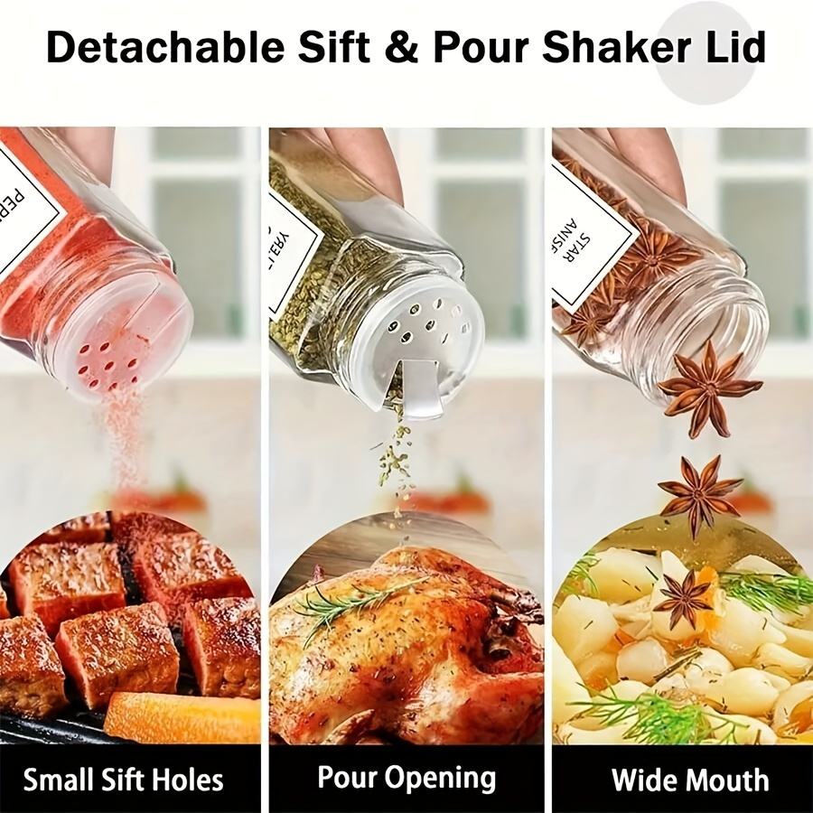 Glass Spice Jars with Bamboo Lids Set of 12/24 Pieces