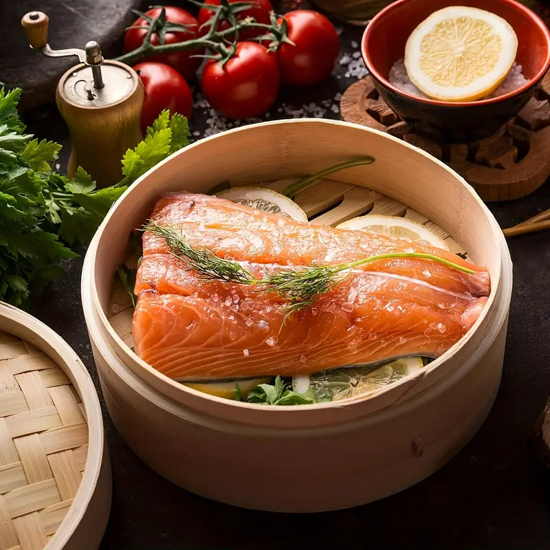 Bamboo Steamer Basket for Eco-Friendly Cooking and Serving Traditional Chinese Cuisine with Lid