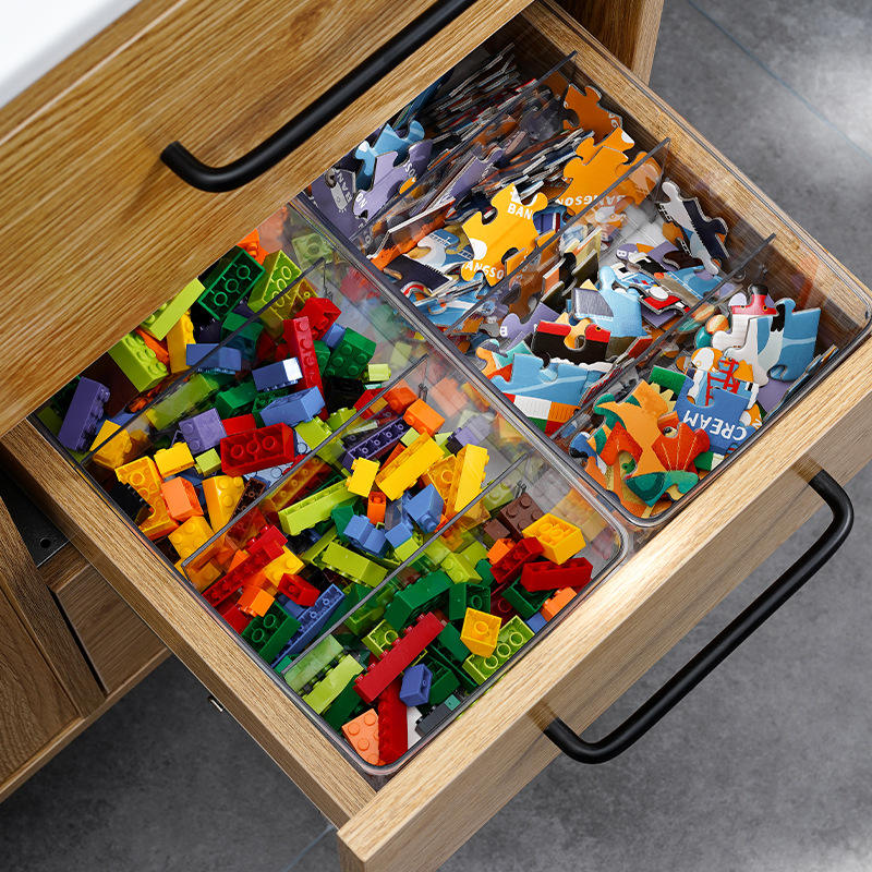 Stackable Transparent Food Containers with Dividers for Snacks and Drinks