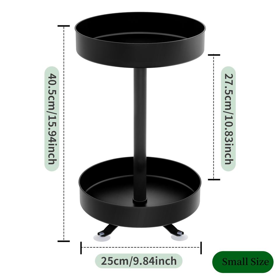 360° Rotating 2-Layer Metal Kitchen Organizer Spice Rack Multifunctional Home Storage Cabinet Shelf