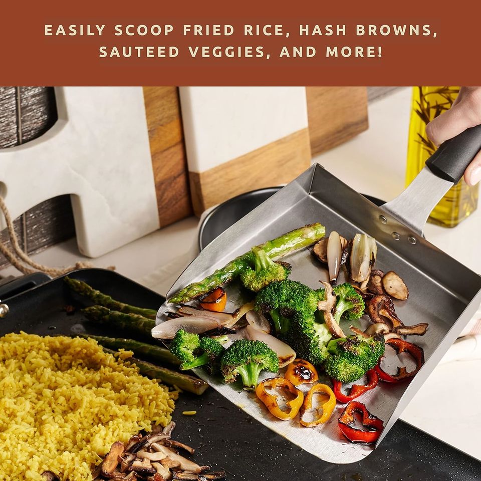 Stainless Steel BBQ Grill Spatula Food Mover for Hibachi Premium Outdoor Cooking Tool