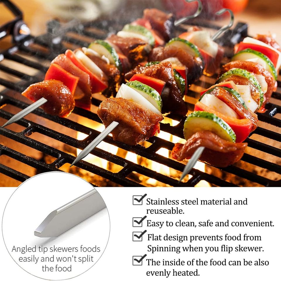 8-Piece Stainless Steel Grilling Skewers Set