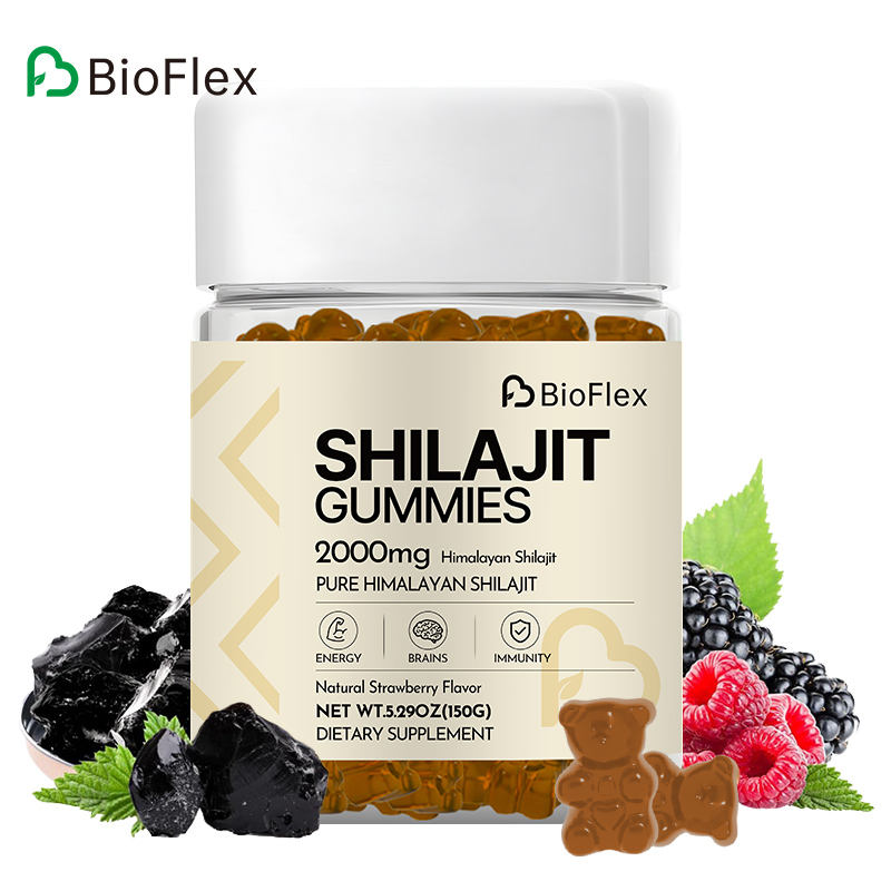 BioFlex Organic Pure Himalayan Shilajit Gummies for Men and Women - Calcium, Zinc, Selenium Supplement for Energy & Immune Support