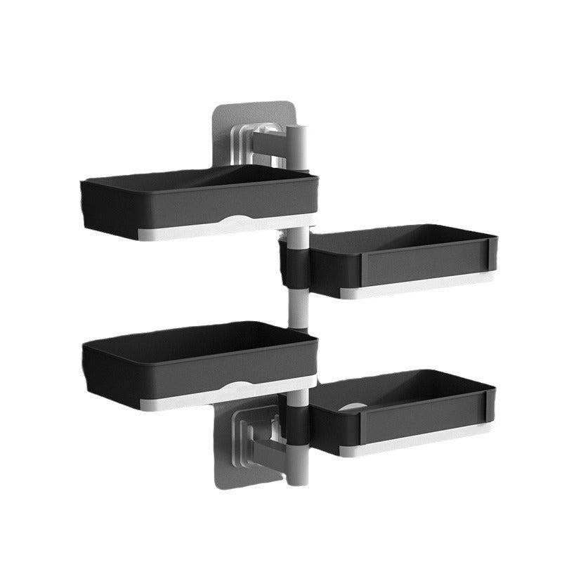 Rotatable 2/3/4 Layer Wall-Mounted Square Drain Soap Box Bathroom Storage Holder No Drilling Required