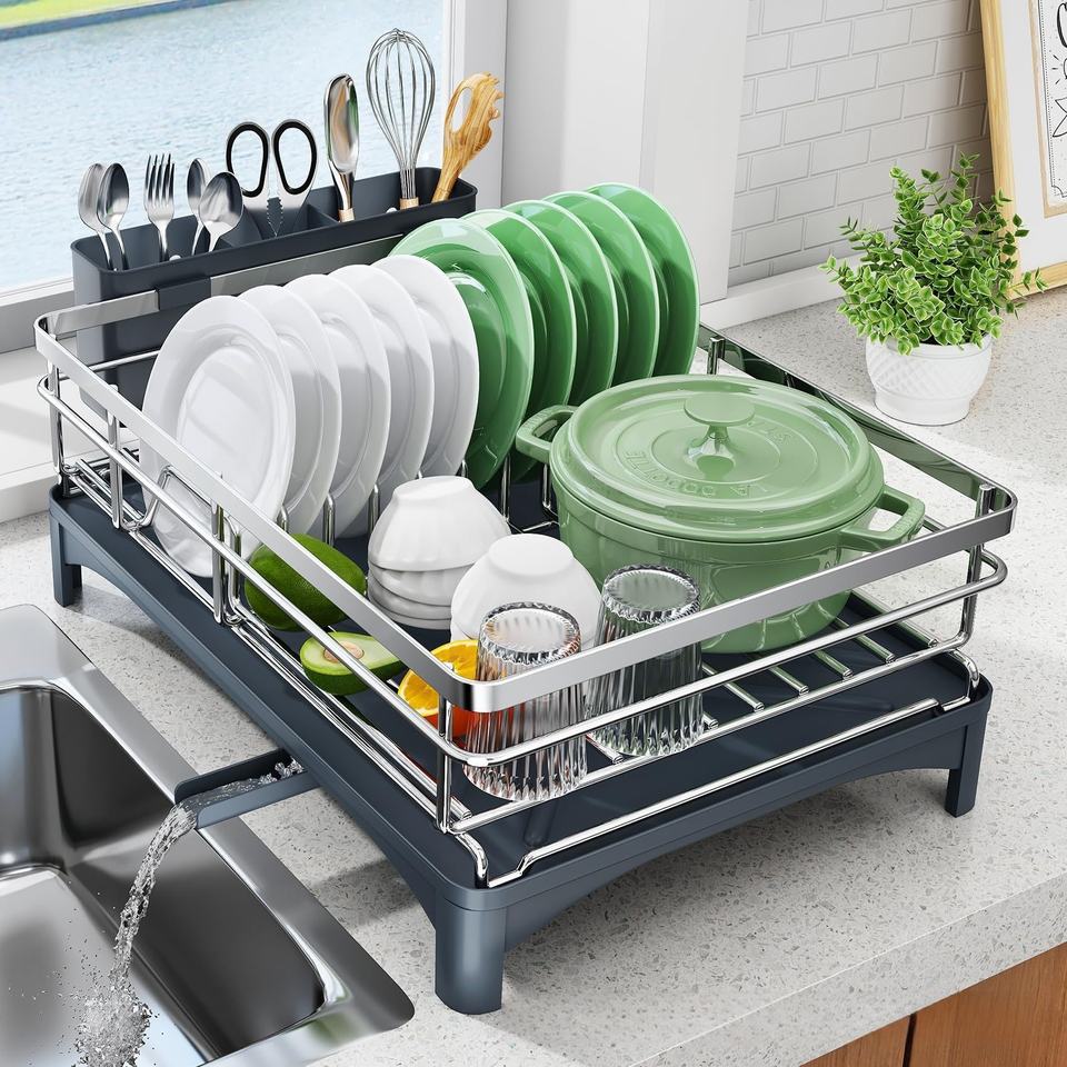 Stainless Steel Dish Drain Rack Organizer for Kitchen Countertop