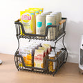 2-Tier Kitchen Shelf with Carbon Steel Baskets and Cabinet Rack
