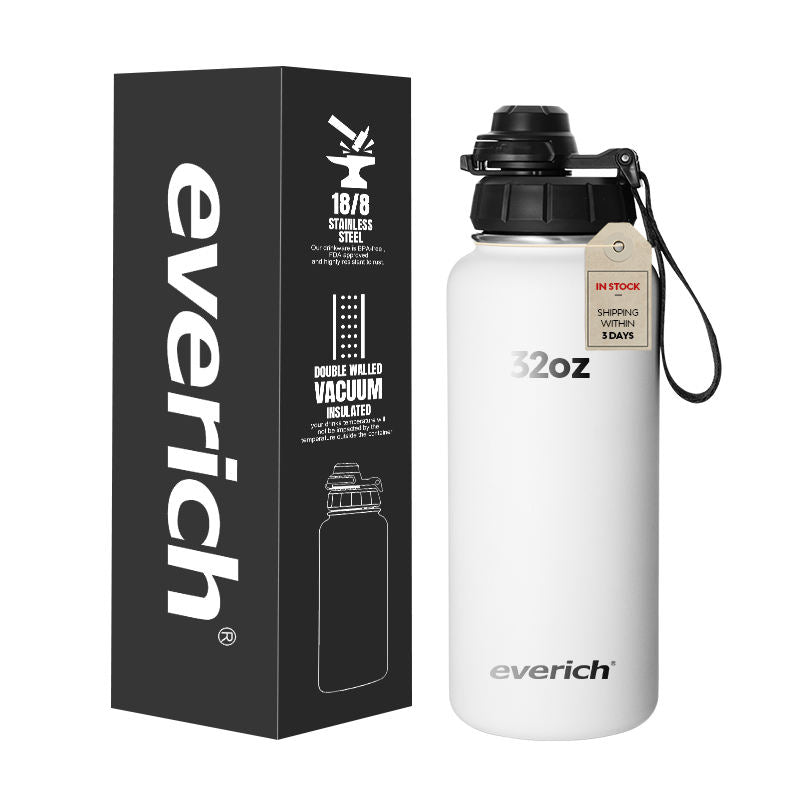Double-Walled Stainless Steel Water Bottle with Straw - Wide Mouth, Vacuum Insulated