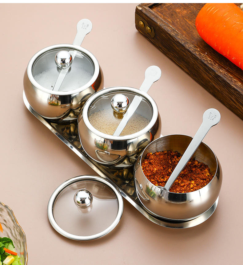 Salt Shaker Set - Stainless Steel Spice Jars for Visible Seasoning