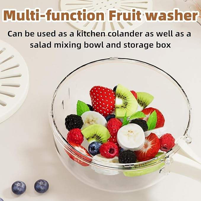 Fruit and Vegetable Washing Bowl with Strainer, Drain Basket, Refrigerator Produce Storage Container