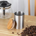 304 Stainless Steel Sealed Glass Grain Japanese Style, Coffee Beans, Tea Storage Jars with Wooden Lid