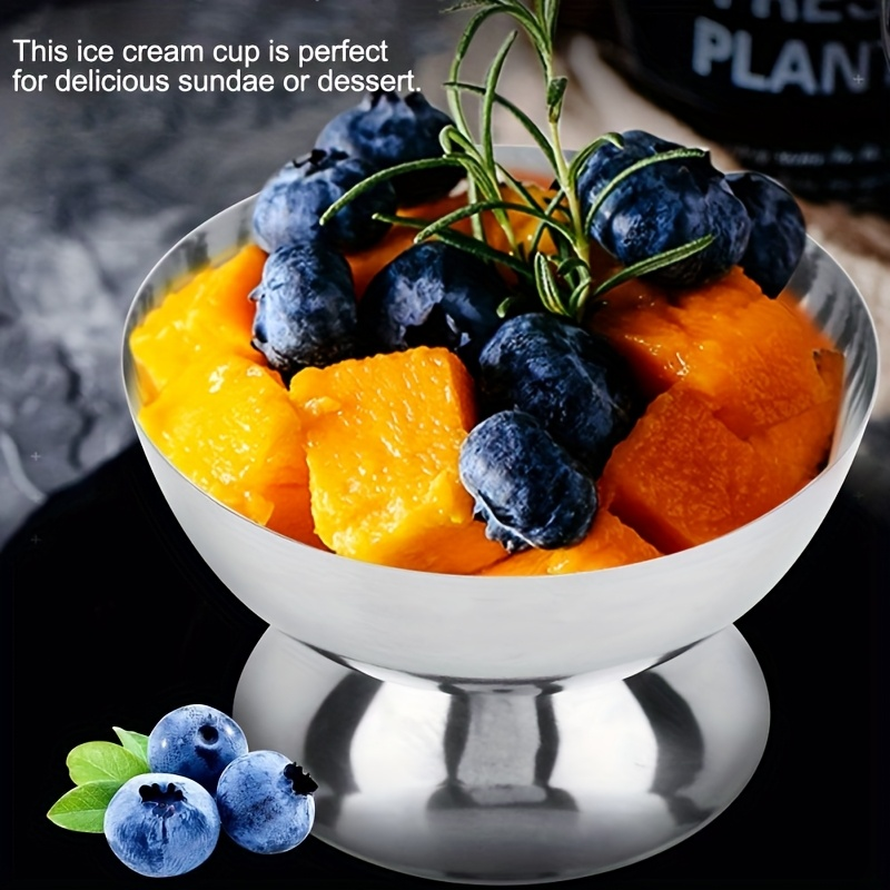 Multifunctional Stainless Steel Serving Bowls 7oz/200ml Modern Design Portable for Keeping Ice Cream and Desserts Fresh