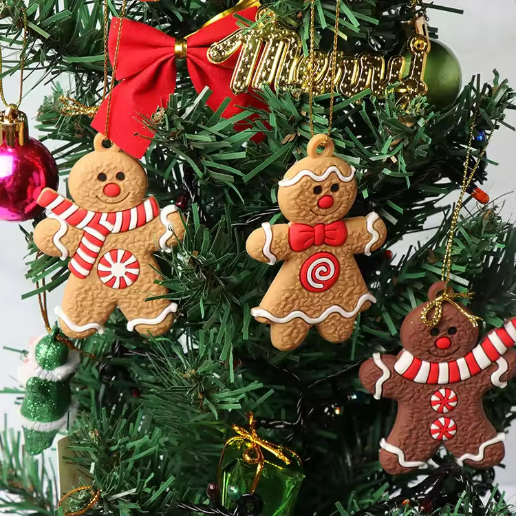 Creative Gingerbread Man and Santa Christmas Tree Ornaments for Party Gifts and Decorations