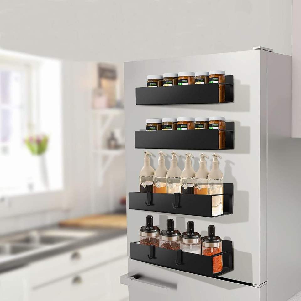Modern Magnetic Refrigerator Storage Shelf Kitchen Side Hanging Spice Metal Dance Shelves