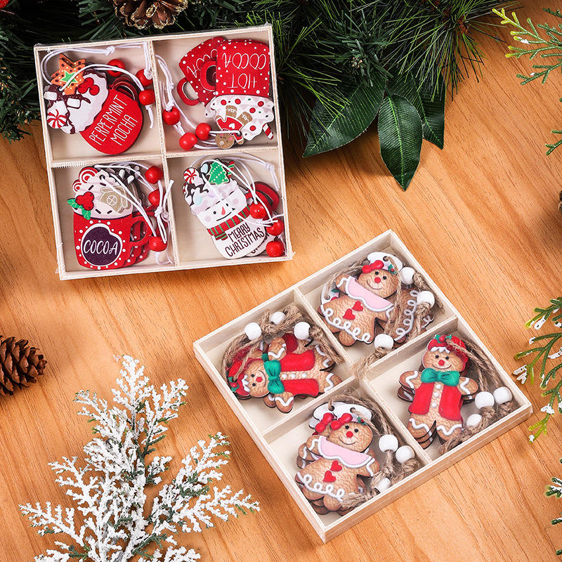 Creative Gingerbread Man and Santa Christmas Tree Ornaments for Party Gifts and Decorations