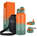 Double-Wall Stainless Steel Water Bottle with Straw and Lid