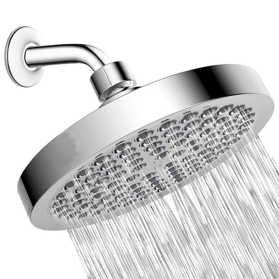 High-Pressure 6-Inch Full Chrome Electric Heating Rain Shower Head with Filter for Bathroom