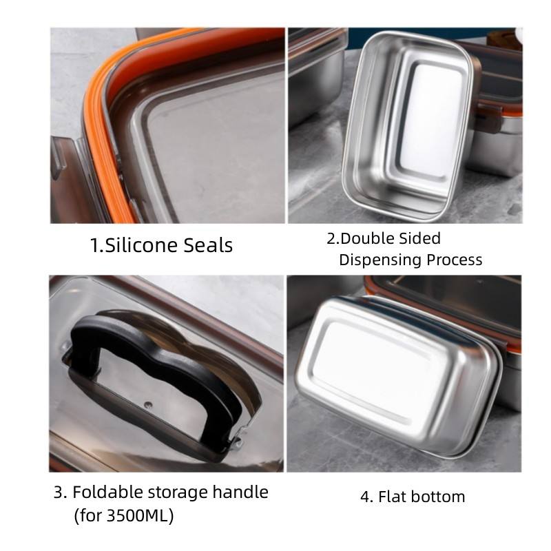 Stainless Steel Food Container Set with Transparent Lid, Versatile Storage for Fruits/Vegetables/Meats