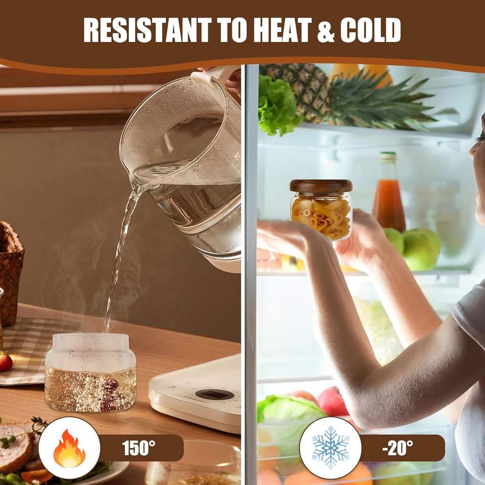 Small Glass Food Storage Container with Airtight Wooden Lid