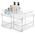 Double-layer Bathroom Storage Shelf 2-tier Transparent Under Sink Storage Box Set Makeup Table Storage Container