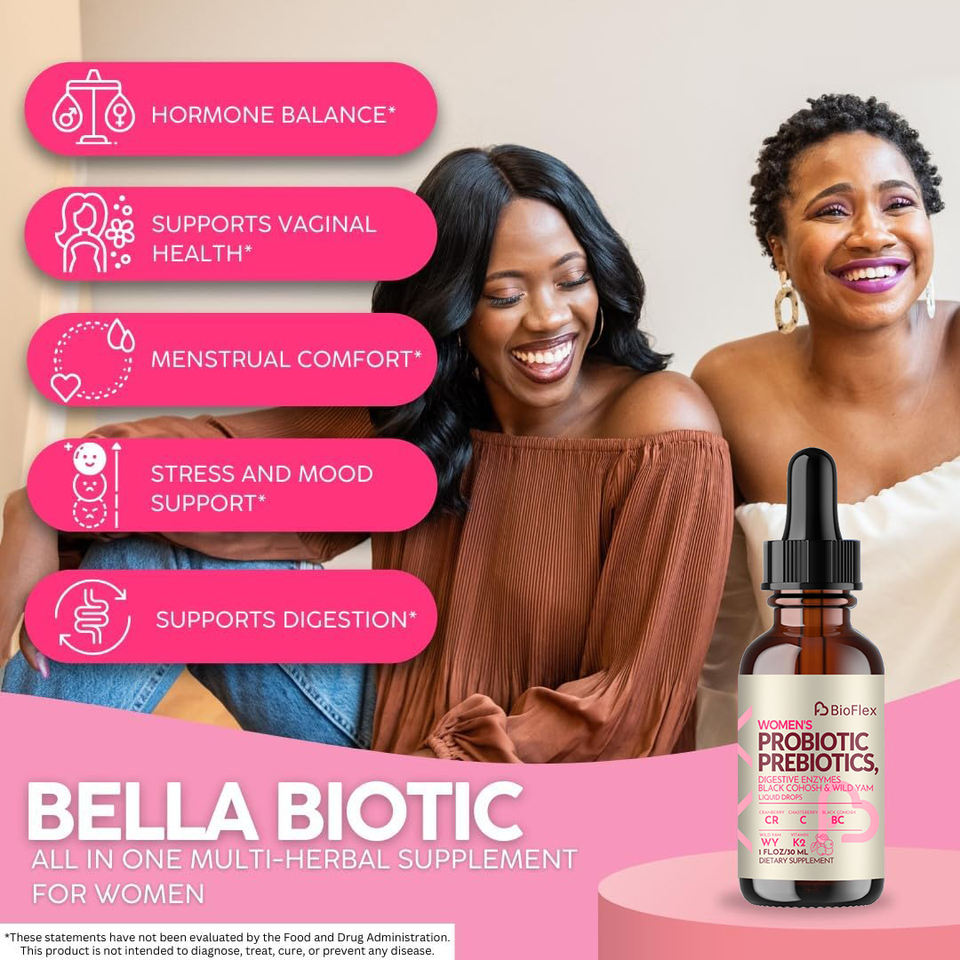 Probiotic Supplement for Women with Chasteberry, Black Cohosh, Prebiotics, Digestive Enzymes, Iron & Vitamin D3 K2 for Gut Health