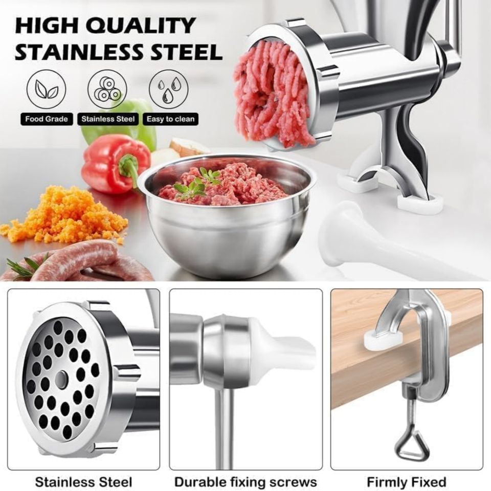 Manual Metal Sausage Stuffer for Beef, Kitchen Meat Mincer, Food Chopper with Table Clamp