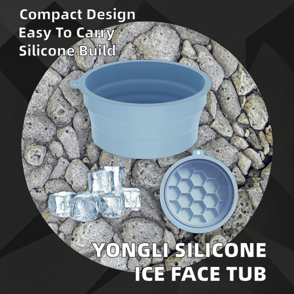 Collapsible Ice Basin with Built-In Ice Cube Tray - Portable Silicone Cooling Basin, Durable, Travel-Friendly Design