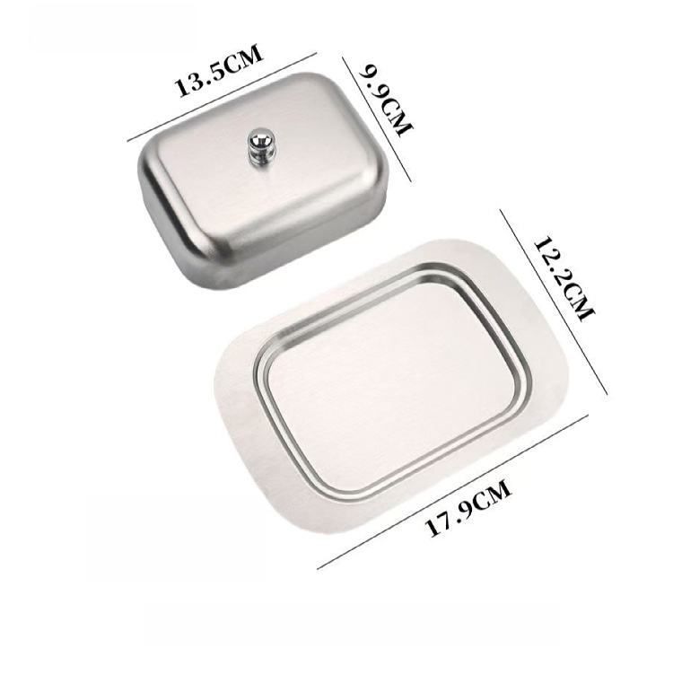 European-Style Stainless Steel Butter Container, Western Cheese Holder, Food-Safe Bread Box