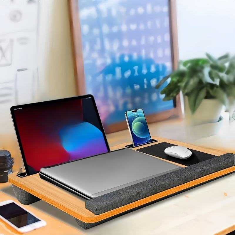 Portable Large Lap Desk for Adults, Lap Pillow with Palm Rest, Mouse Pad, Tablet Phone Slot