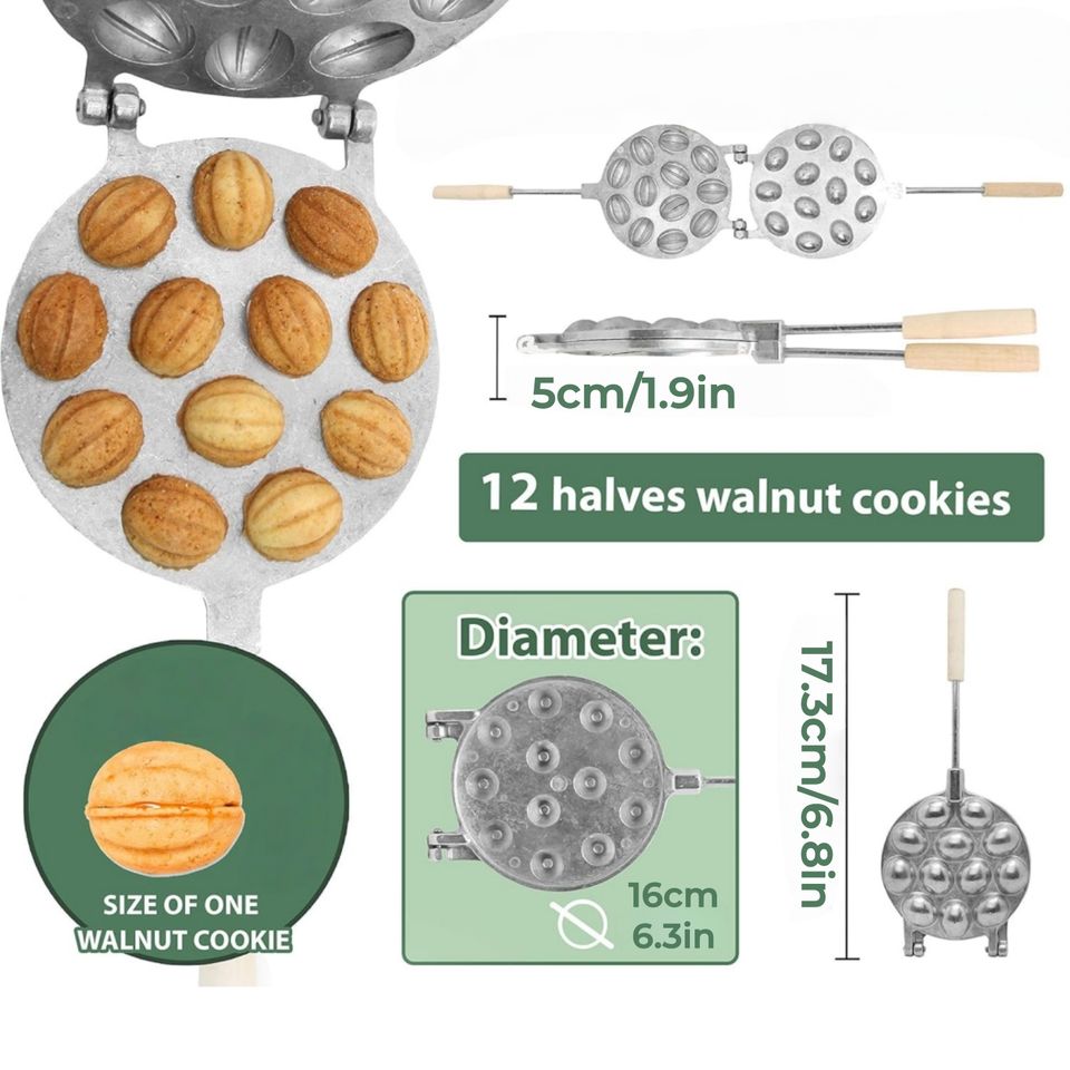 Aluminum Mold for Oreshki Walnut Cookies, Russian Cookie Maker Tool